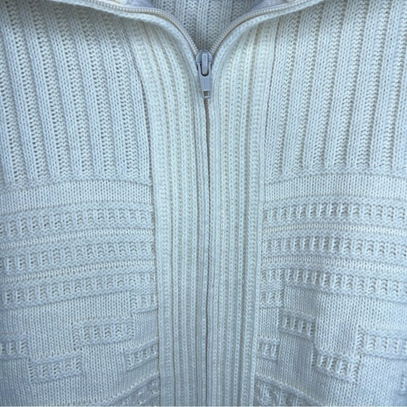 VINTAGE LONDON TOWNE LARGE IVORY WHITE CARDIGAN SWEATER RETRO ROCKABILLY - Picture 7 of 10